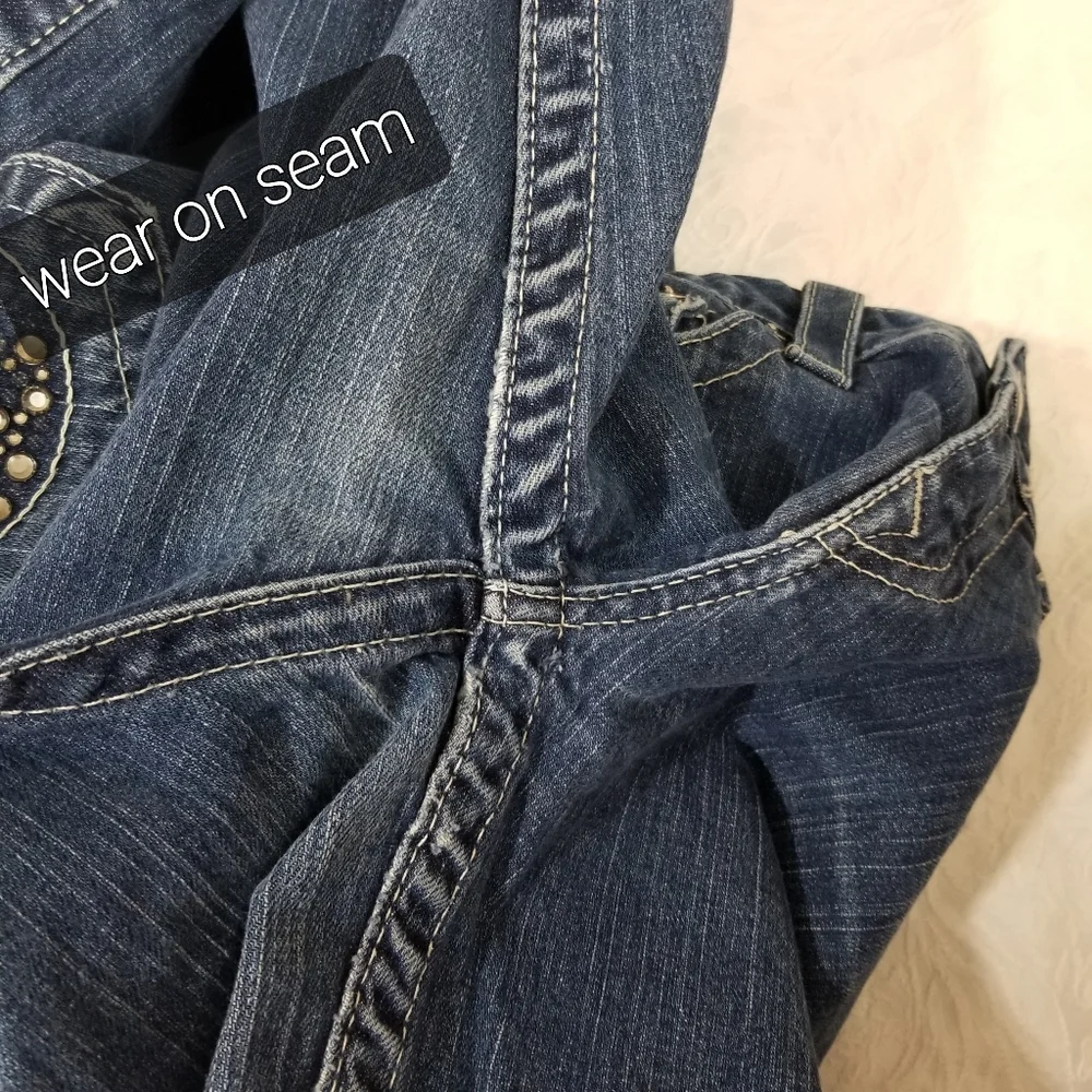 TRUE RELIGION Becky Sz 29 jeans crystal bling Jeans made in USA  flap Pocket Y2k - Picture 6 of 16